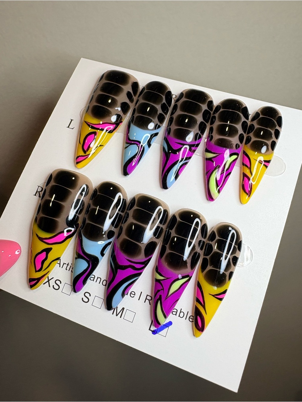 Black with Neon Accent Press-On Tips